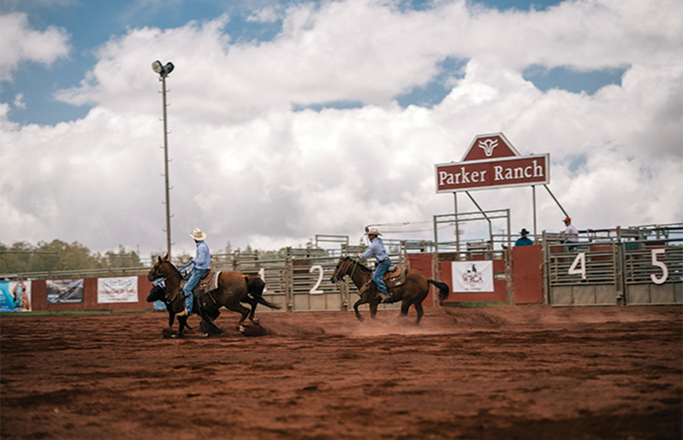 two cowboys on the ranch next to release gates.