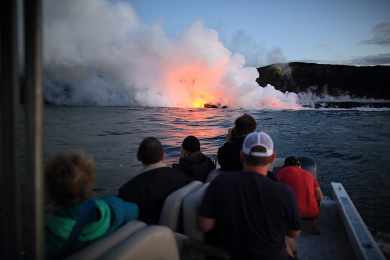 lava flowing into the sea